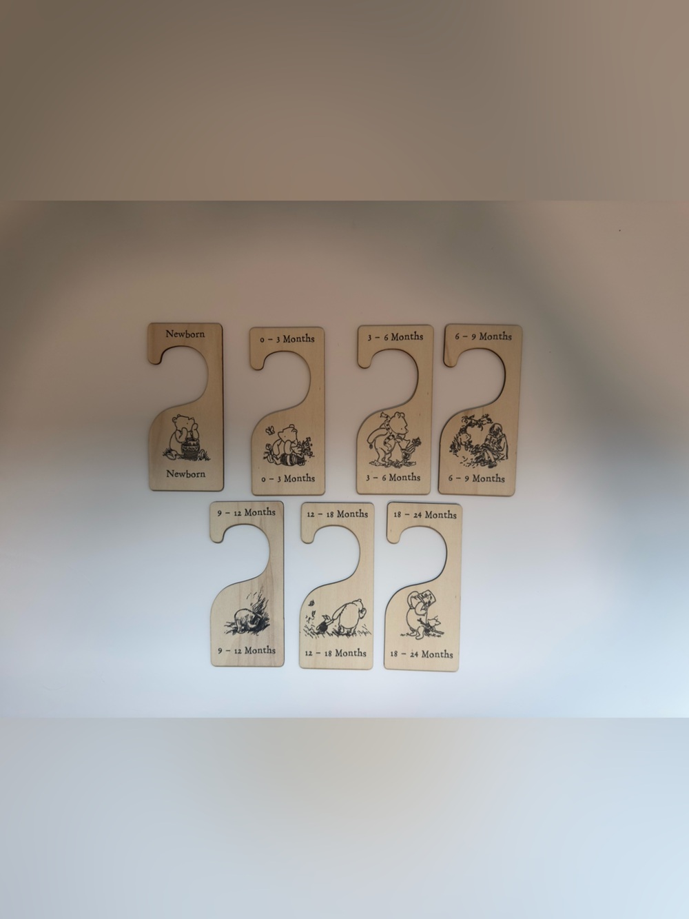 Wooden Baby Closet Dividers with Winnie the Pooh Illustrations